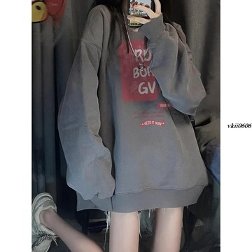 【U家女裝】美式大學t 美式復古大學t 美式復古衛衣 韓版大學t 衛衣女 寬鬆大學t 美式復古上衣 長袖上衣 大學t 女
