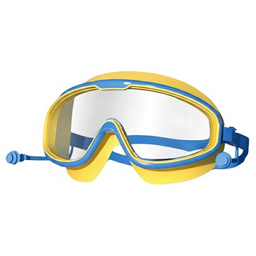 愛北鼻 大框防霧蛙鏡 舒適柔軟 清晰防霧  湖藍框+黃  1入  兒童