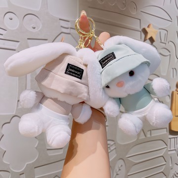 ⚡臺灣出貨⚡卡通漁夫帽小兔包包吊飾 毛絨玩具書包掛飾 情侶公仔鑰匙扣吊飾 包包配件