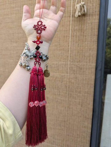 包包掛飾笛子吊墜中國結流蘇水晶吊墜好運路路通