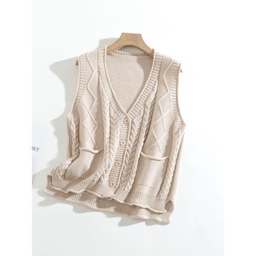 麻花女士短款襯衫外搭針織馬甲