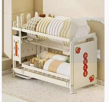 廚房碗架 雙層瀝水碗櫃 碗筷置物架 臺面碗碟架 放碗多功能碗盤收納架
