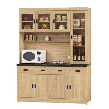 Boden-薩洛5.3尺黑色石面收納高餐櫃/碗盤櫃/電器櫃(上座+下座)