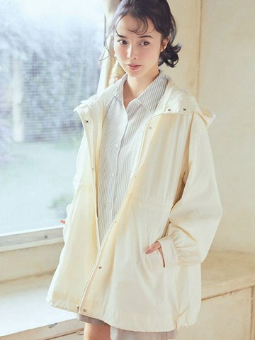 中長版抽繩設計連帽夾克外套(01000003700) - earth music&ecology