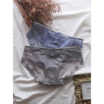 內褲女蕾絲刺繡日系復古性感鏤空透明超薄網紗無痕低腰包臀三角褲
