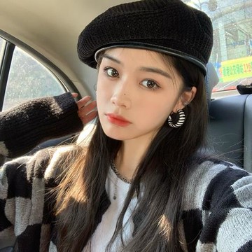 西本/秋季雪尼爾平頂氣質貝雷帽帽子女韓版ins網紅畫家帽顯臉小