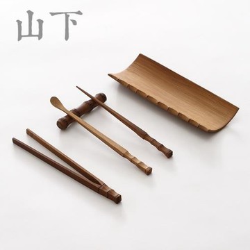 老竹茶則三件套手工竹茶夾茶針撥茶勺賞茶荷套組茶道功夫茶具配件