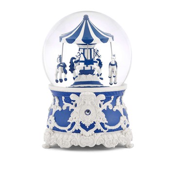 讚爾藝術 JARLL ART｜雨後藍洛可可旋轉木馬水晶球音樂盒擺件