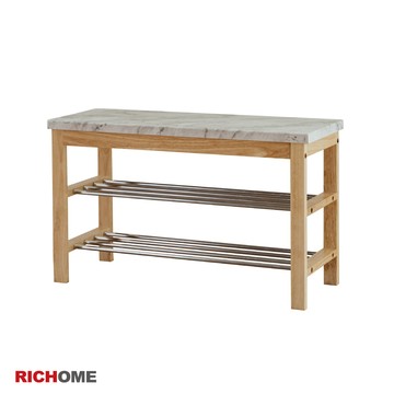 RICHOME大理石紋路穿鞋椅-白色