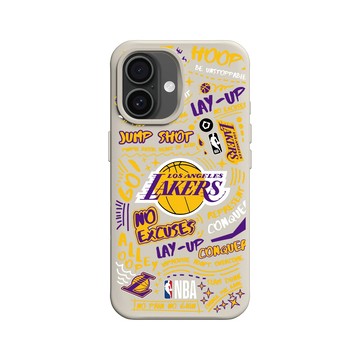 iPhone 16 SolidX 貝殼灰 - NBA - 塗鴉系列-洛杉磯湖人 L.A. Lakers - Graffiti