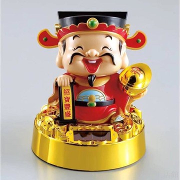 塑料太陽能點頭財神爺店鋪開業禮品擺件車頭裝飾禮品禮物年貨擺件