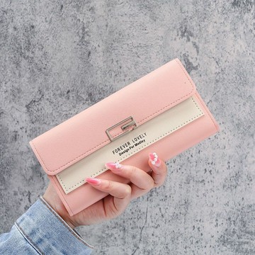 Bag House👜 2025新款錢包女長款韓版時尚小清新學生手拿包撞色三折搭扣00