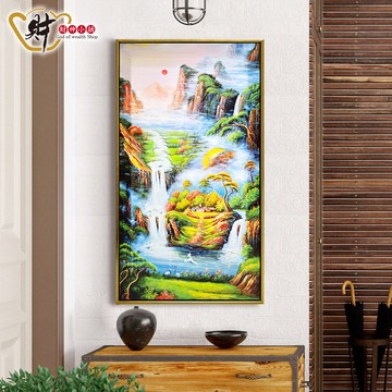 財源不絕-開運風水畫(帶畫框) 財神小舖【SPAN-005】財水入庫，源源不絕