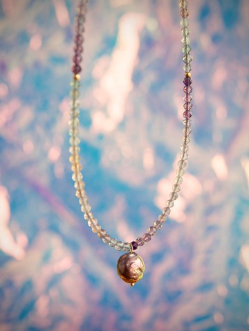 如夢 - 瑩石 炫彩巴洛克珍珠 項鏈鎖骨鏈