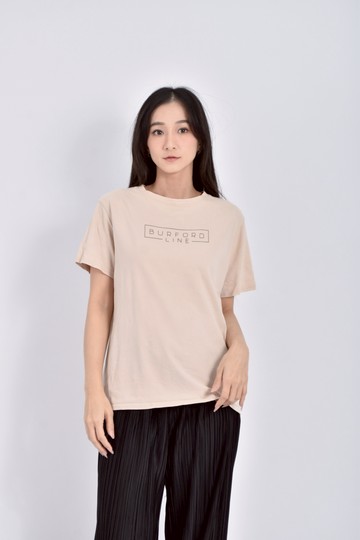 (L) 質感印花杏色短袖上衣