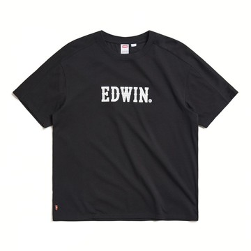EDWIN 男裝 COOL FLEX 火星艦服寬版短袖T恤 (黑色) #上衣
