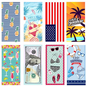 高顏值多功能印花浴巾男女夏天薄款速干吸水不掉毛游泳海邊沙灘巾