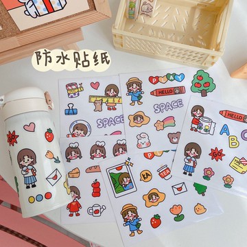 韓國ins風可愛卡通女孩貼紙學生手賬手機殼diy貼畫裝飾貼日記貼 Iu貝嬰屋 蝦皮商城 Line購物
