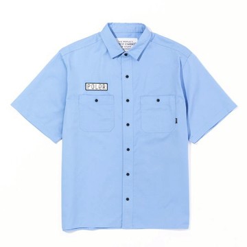 日本限定 POLER RELAX WORK SHIRT 休閒工裝襯衫 短袖襯衫 藍 - M