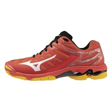 Mizuno Wave Voltage 男 排球鞋 運動 比賽 訓練 緩震 耐磨 美津濃 螢紅 [V1GA216002]