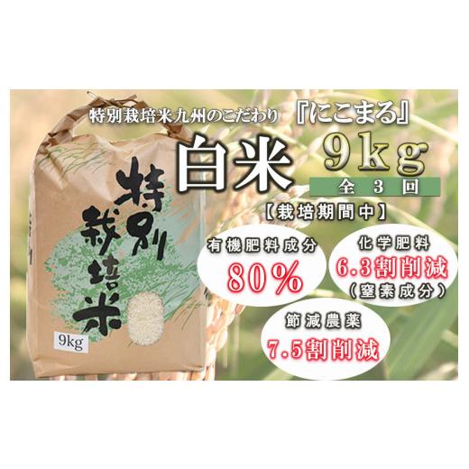 ふるさと納税 長崎県 諫早市 令和5年産「定期便」特別栽培米・九州のこだわり「にこまる」　白米9kg（全3回）