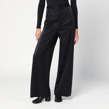 Black satin palazzo pants