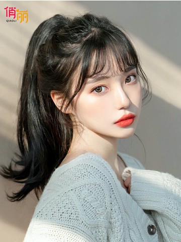 馬尾假發女長發夏抓夾式仿真發網紅高馬尾辮綁帶式自然微卷假馬尾