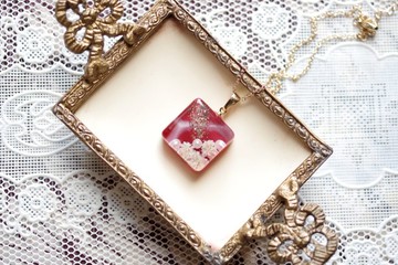 樹脂藝術 方形吊墜・夜色深處