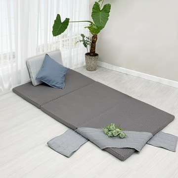 斯利庫 POE三折式地板床墊  單人加大  6cm  灰色