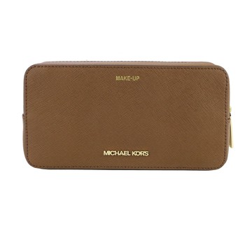 MICHAEL KORS JET SET TRAVEL 滿版防刮雙層萬用包-大/棕