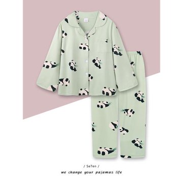 熊貓睡衣女春秋款純棉長袖2025年新款可愛卡通休閑全棉家居服春季