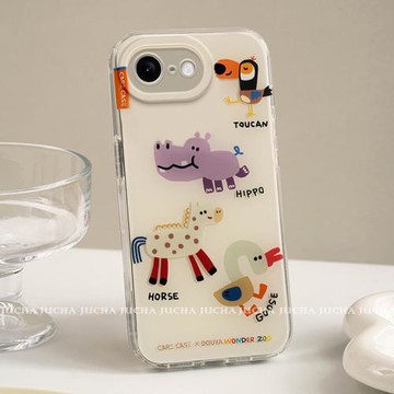 適用蘋果16e新款手機殼iphone16e卡通防摔por超薄液態硅膠女16plus的保護套16promax全包高級感扁平河馬大鵝