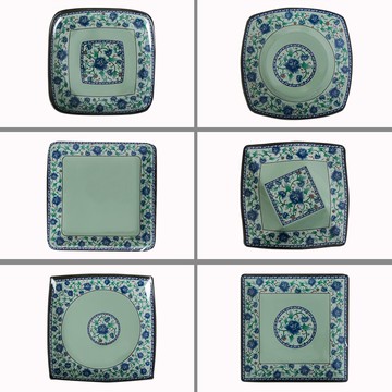 密胺青花瓷盤子商用餐具快餐店專用碟飯店用炒菜方形盤子創意菜盤