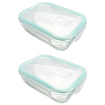 玻璃保鮮盒 長方形雙格   640ml  2個