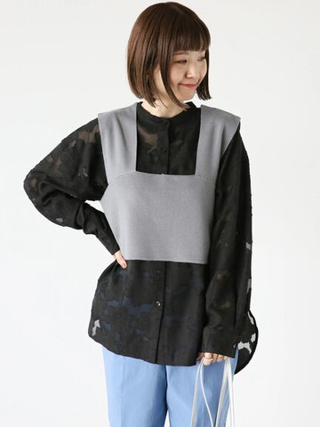 背簍空粗吊帶合身針織背心(FD33L2B0180) - Lugnoncure