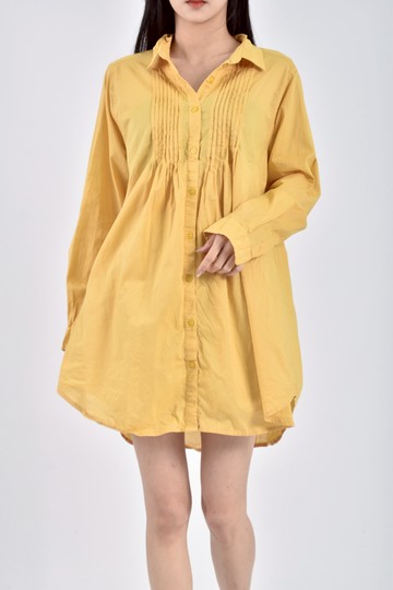 加購優惠(XL) lative collection質感棉質純棉排扣長袖黃色襯衫上衣