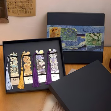 蕉蕉購物 世界名畫金屬書籤組  1盒  金色