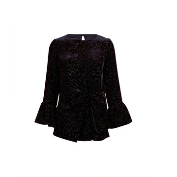 【SALE】SHIATZY CHEN 夏姿˙陳-燙金點絲絨抓褶上衣