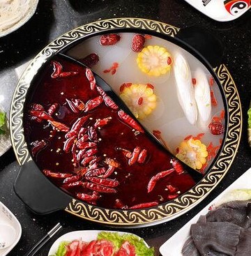 鴛鴦鍋 商用火鍋鍋具店串串琺瑯盆鑄鐵鍋重慶四川鴛鴦子母三格電磁爐專用