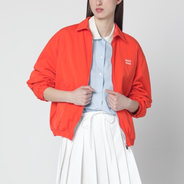 Orange cotton blouson with logo