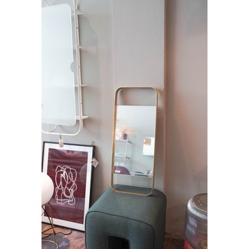 【Hübsch】－340115 簡約黃銅色金屬邊框半身鏡 掛鏡 鏡子