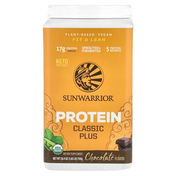 Sunwarrior, Protein Classic Plus，植物鹽基，巧克力，1.65 磅（750 克）