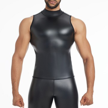 帥氣皮衣男2024新款修身立領皮外套歐美跨境機車硬漢男士PU皮背心鑫弘-衣錦男裝