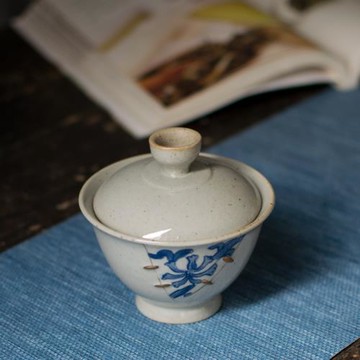 手繪青花二才蓋碗手抓茶壺蓋碗茶杯茶碗大號茶具景德鎮泡茶碗陶瓷