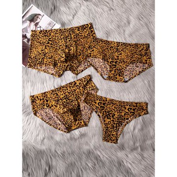 2025新款性感豹紋冰絲無痕情侶內褲男女套裝一對夏季超薄絲滑輕奢