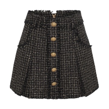 Balmain - Black And Gold-tone Viscose Blend Skirt