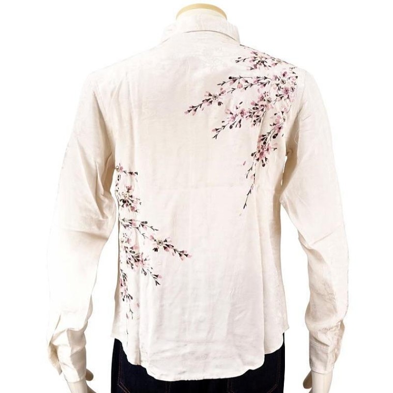 桜刺繍ジャガードシャツ 花旅楽団 SCRIPT メンズ レディース 和柄 長袖 ...