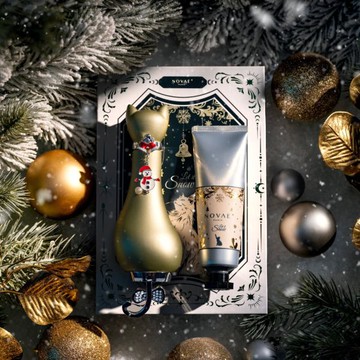 NOVAE+ 聖誕貓咪禮盒 雪落香檳淡香精50ml+同香味護手霜50ml