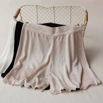 桑蠶絲針織真絲安全褲女蕾絲花邊薄款大碼防走光內褲夏居家睡褲薄