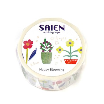 【日本 SAIEN】20mm 和紙膠帶-樂在綻放 Happy Blooming